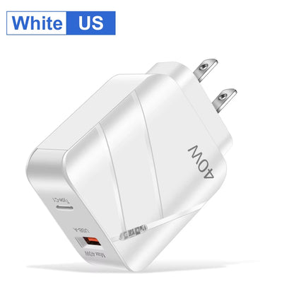 Total 40W PD USB C Charger Quick Charge QC 3.0 Wall Charger Adapter for Iphone 14 13 Samsung Xiaomi USB Charger Fast Charging