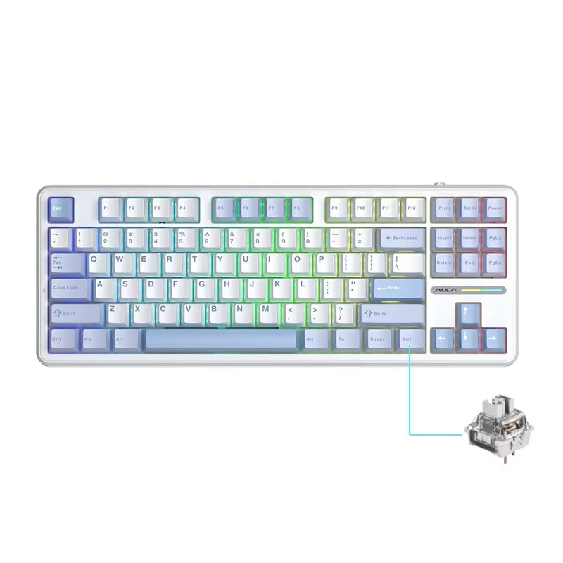 F87 Pro Mechanical Keyboard 2.4G/Usb/Bluetooth Tri Mode Wireless 87 Key Rgb Pbt Gasket 5 Layer Silencing Full Key No Impact