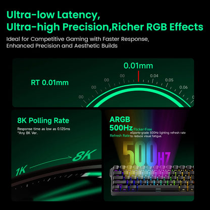 Monsgeek FUN60 Mechanical Keyboard Magnetic Switch 60% Gaming Keyboards Rapid Trigger 0.01Mm 8K ARGB HE/TMR Custom Keyboard