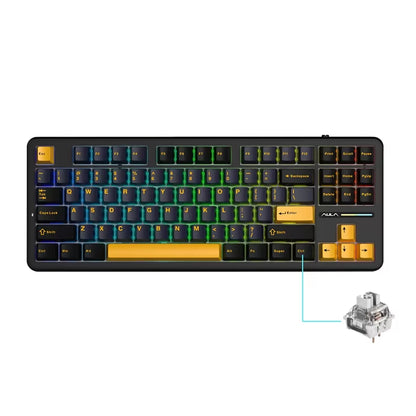 F87 Pro Mechanical Keyboard 2.4G/Usb/Bluetooth Tri Mode Wireless 87 Key Rgb Pbt Gasket 5 Layer Silencing Full Key No Impact