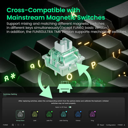 Monsgeek FUN60 Mechanical Keyboard Magnetic Switch 60% Gaming Keyboards Rapid Trigger 0.01Mm 8K ARGB HE/TMR Custom Keyboard