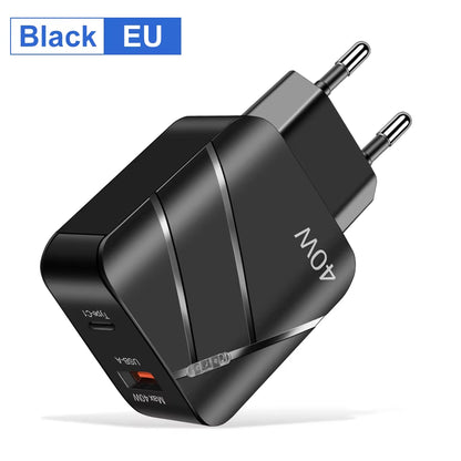 Total 40W PD USB C Charger Quick Charge QC 3.0 Wall Charger Adapter for Iphone 14 13 Samsung Xiaomi USB Charger Fast Charging