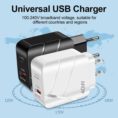 Total 40W PD USB C Charger Quick Charge QC 3.0 Wall Charger Adapter for Iphone 14 13 Samsung Xiaomi USB Charger Fast Charging