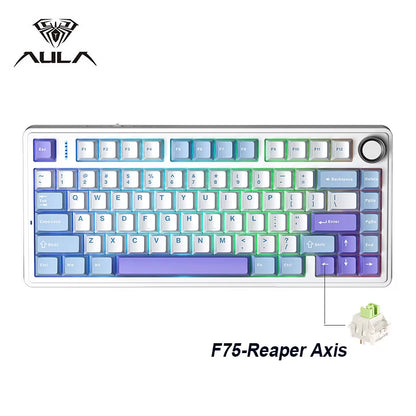 F75 2.4G Wireless/Bluetooth/Wired Gaming Mechanical Keyboard RGB Customized 75% Layout OEM Profile Gasket Structure